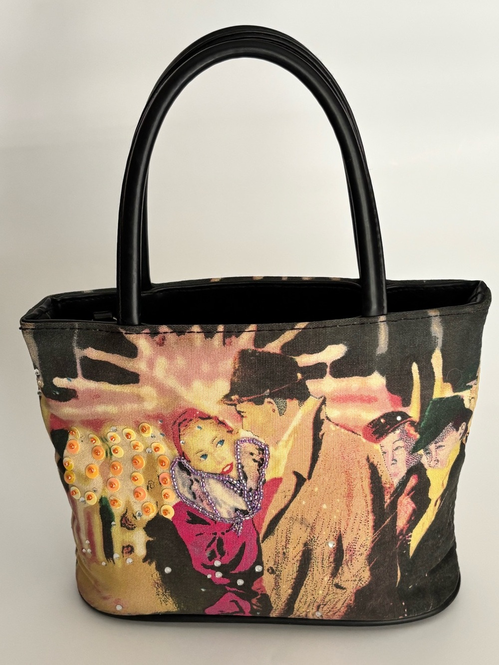 Y2K Bueno Mini Fabric Art Print Handbag Beaded Sequin Bag